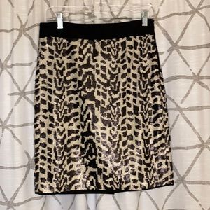 Zebra print sequined pencil skirt, size 4